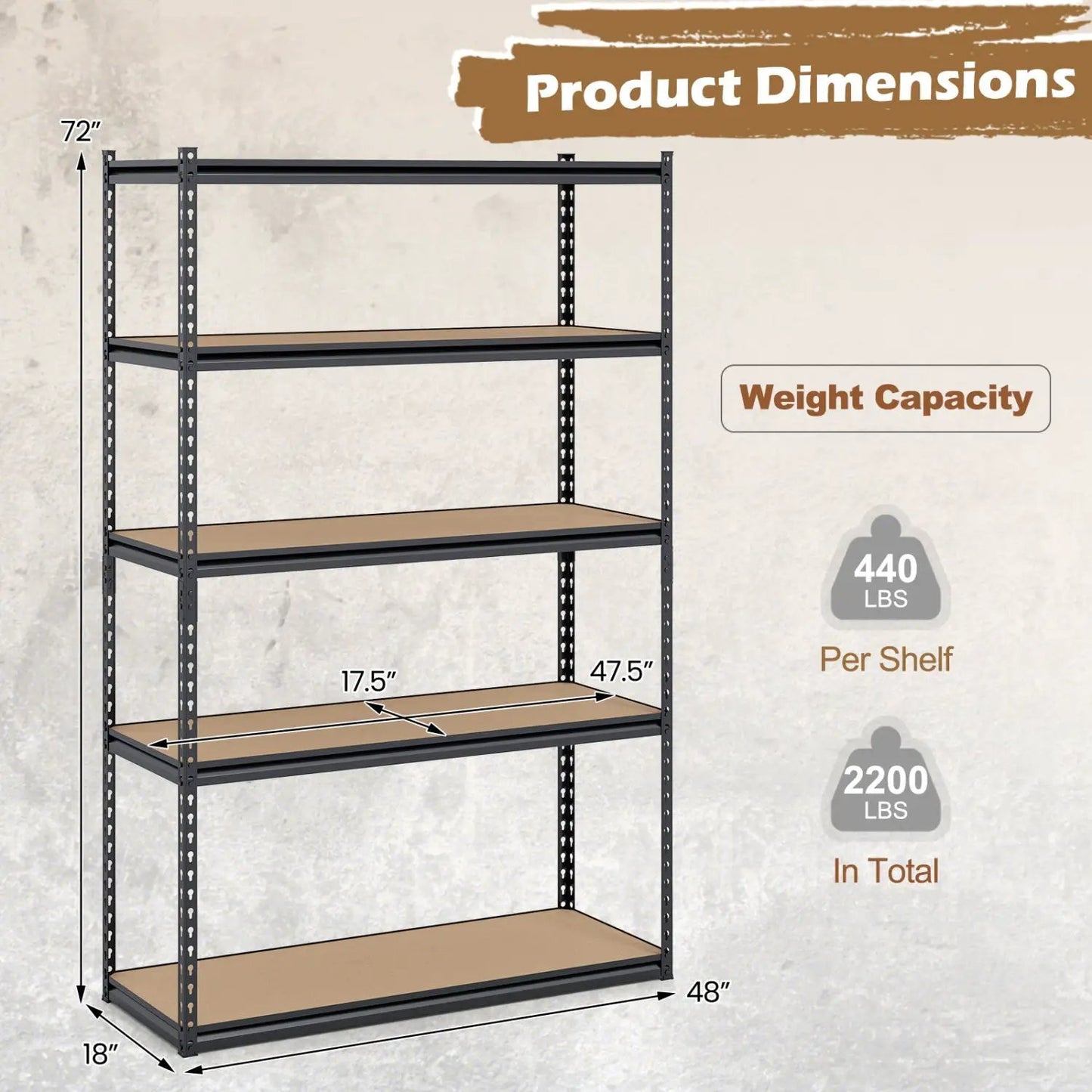 5-Tier Garage Shelving Unit for Warehouse