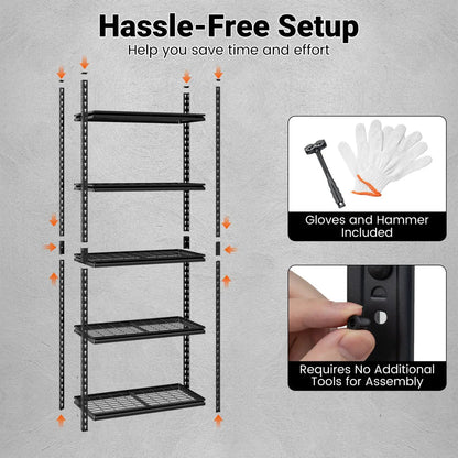 5 Tier Heavy Duty Rack with Adjustable Shelves