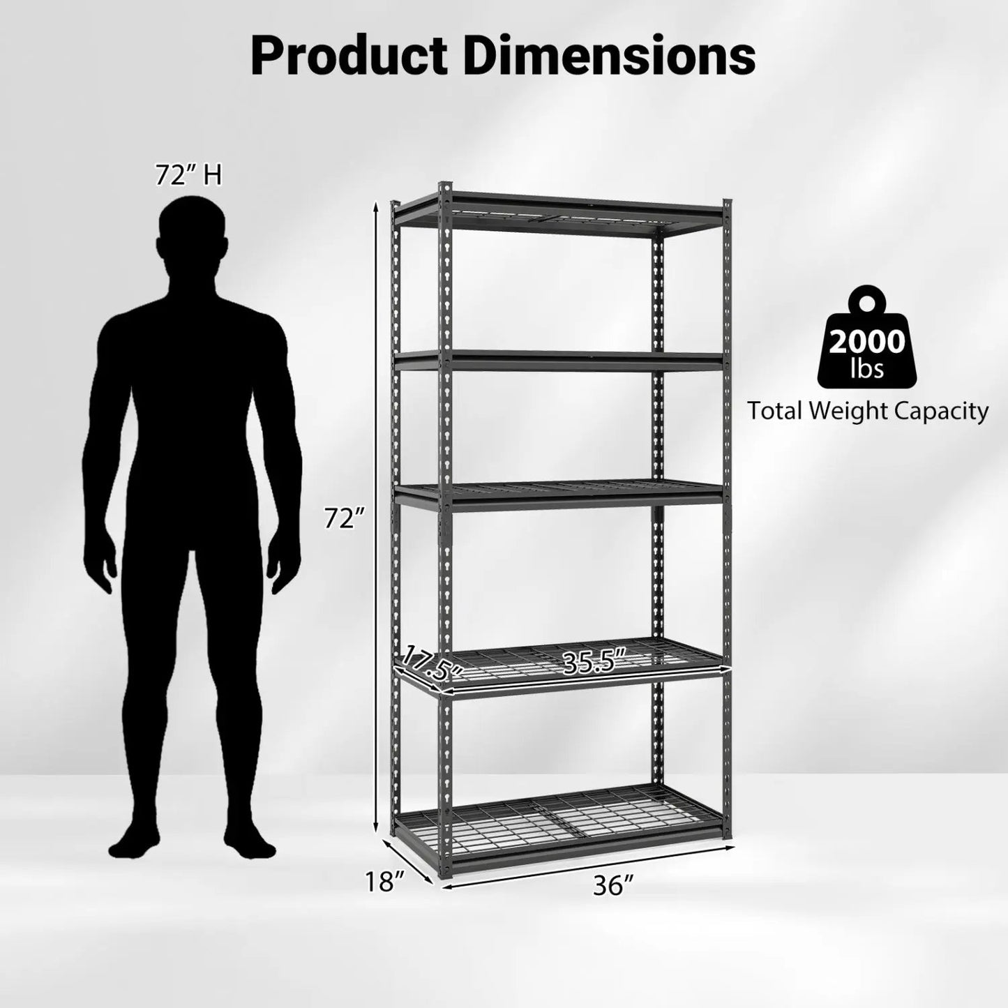 5 Tier Heavy Duty Rack with Adjustable Shelves