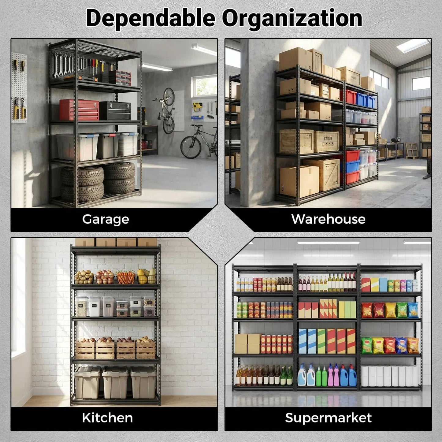 5 Tier Heavy Duty Rack with Adjustable Shelves