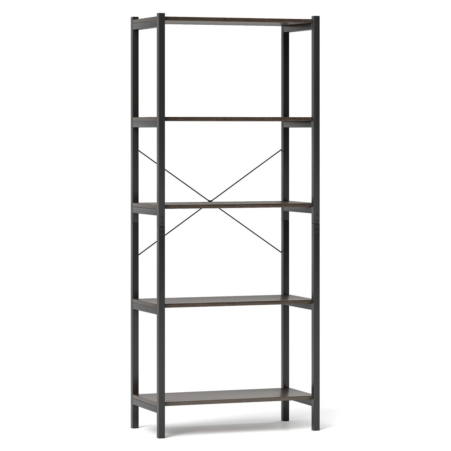 Estantería abierta multiusos, estilo industrial, estante de almacenamiento ancho y de pie - Marrón