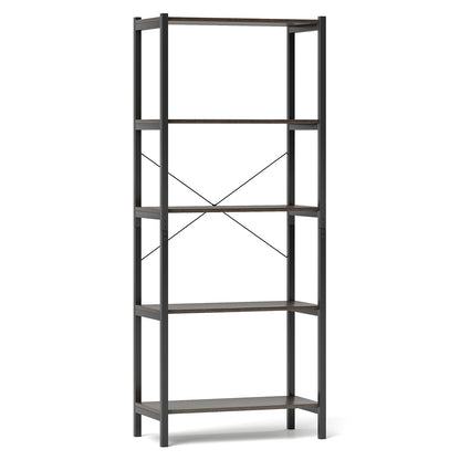 Estantería abierta multiusos, estilo industrial, estante de almacenamiento ancho y de pie - Marrón