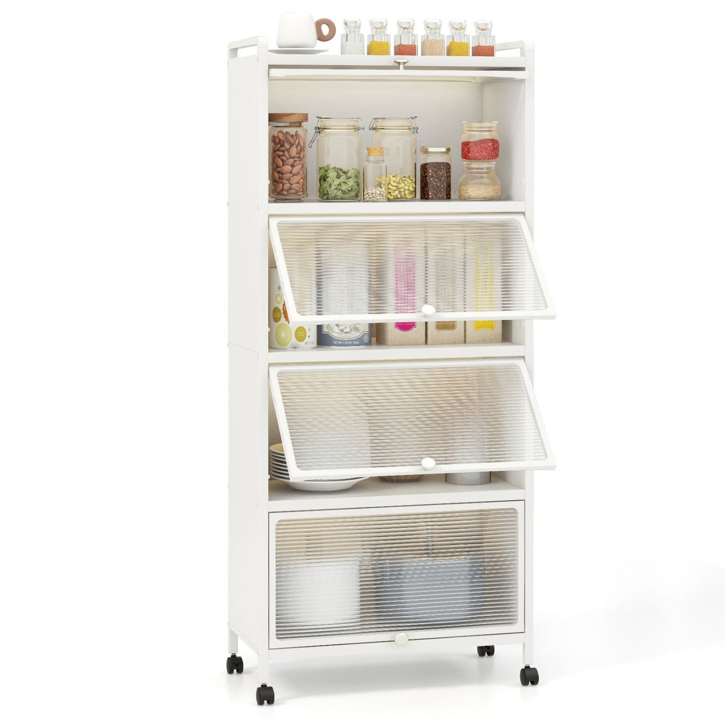 5-Tier Kitchen Baker's Rack with Flip-up PC Doors-Black