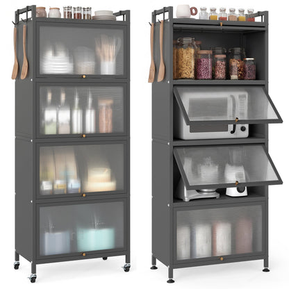 5-Tier Kitchen Baker's Rack with Flip-up PC Doors-Black