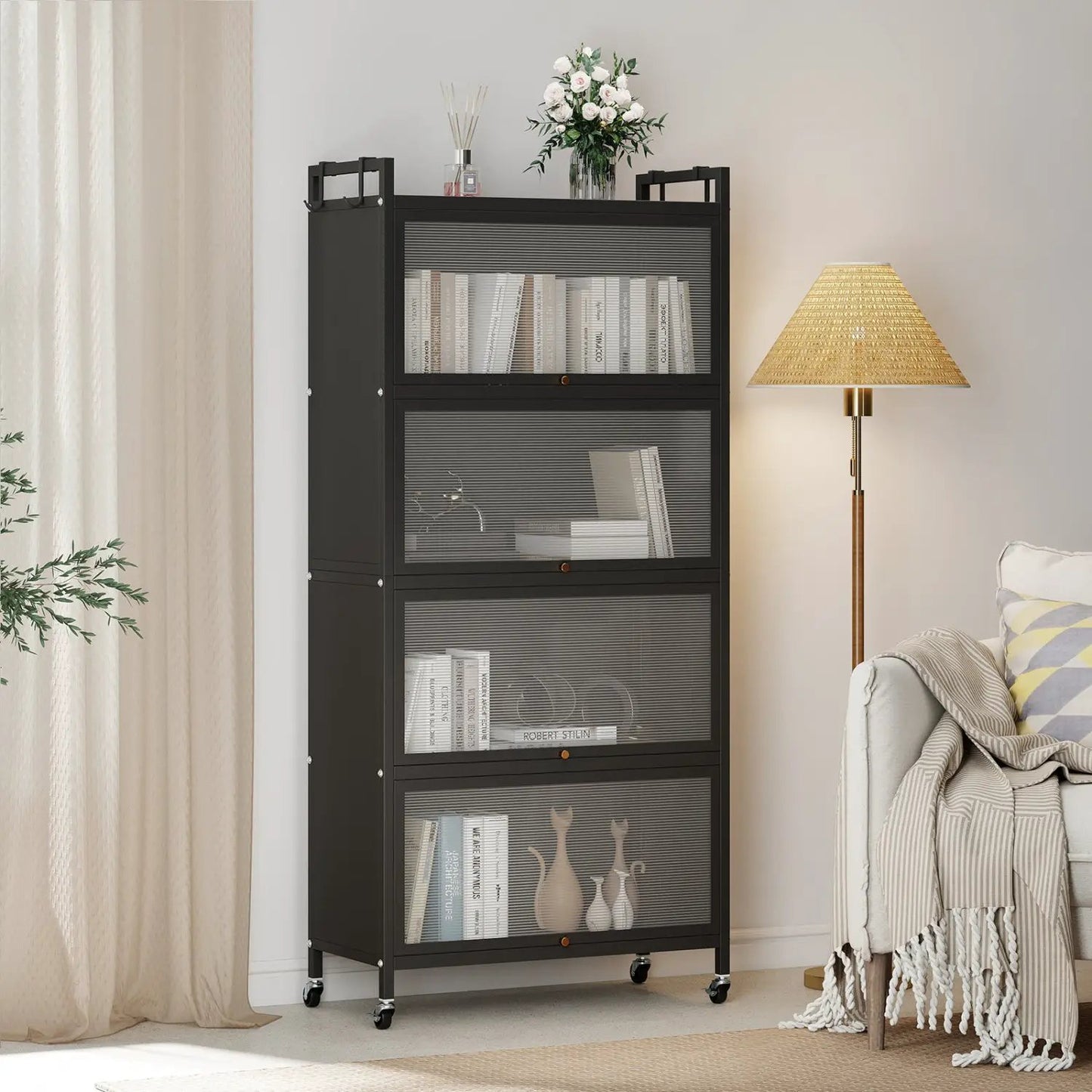 5-Tier Kitchen Storage Cabinet on Wheels, White