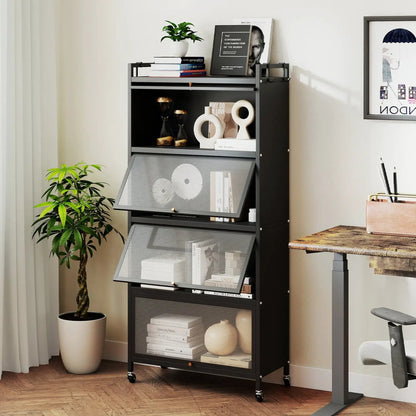 5-Tier Kitchen Storage Cabinet on Wheels, White