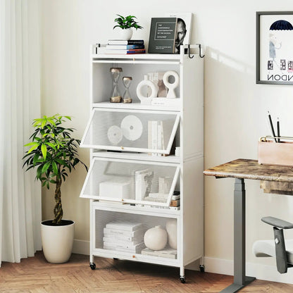 5-Tier Kitchen Storage Cabinet on Wheels, White