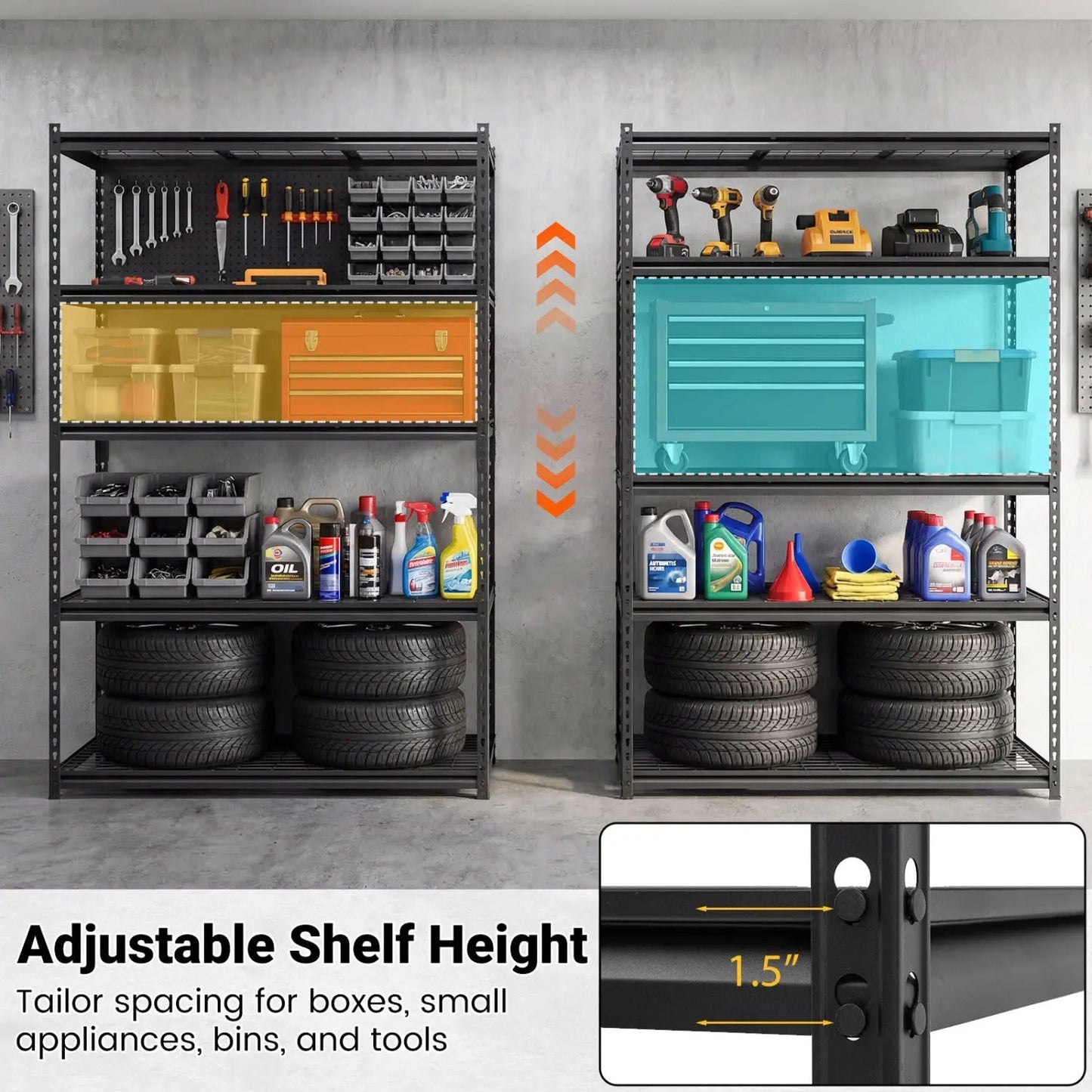 5-Tier Metal Shelving Unit with 2000 lbs Capacity
