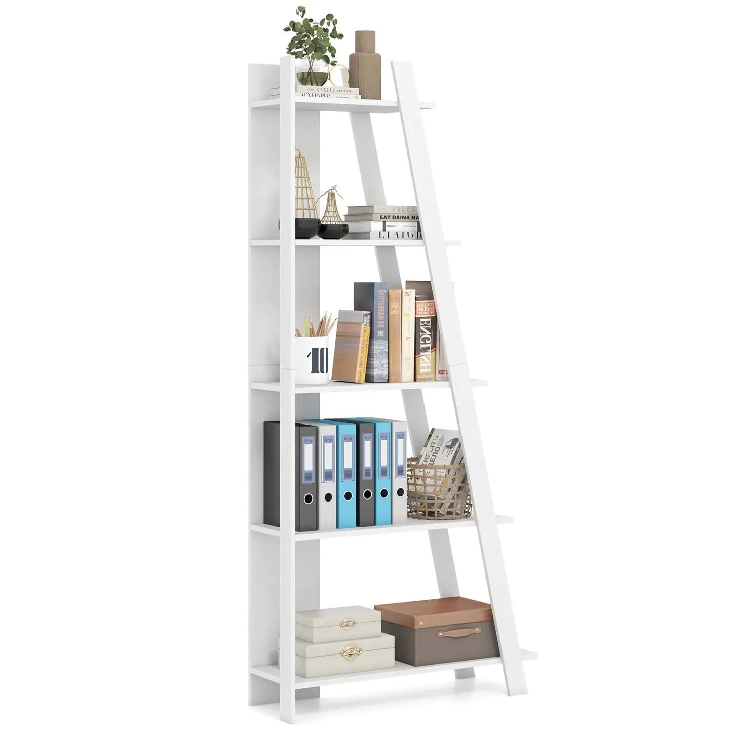 5-Tier Bookshelf for Small Spaces, Tall Narrow