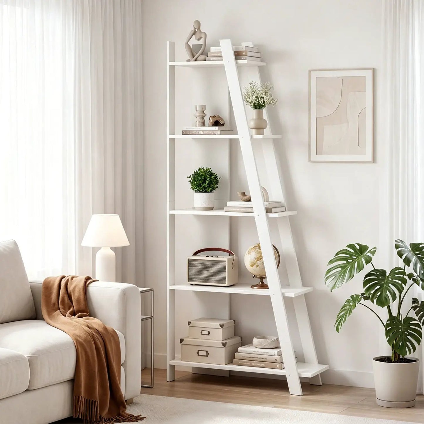 5-Tier Bookshelf for Small Spaces, Tall Narrow