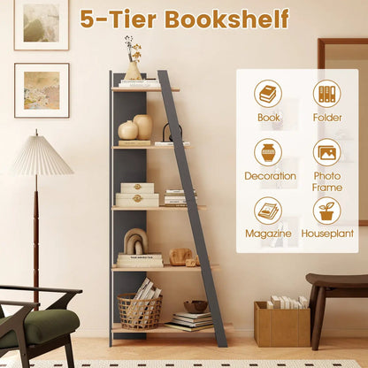 5-Tier Bookshelf for Small Spaces, Tall Narrow