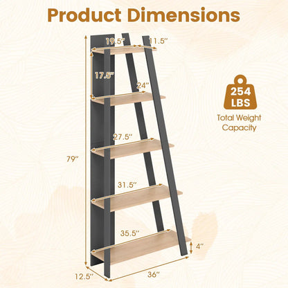 5-Tier Bookshelf for Small Spaces, Tall Narrow