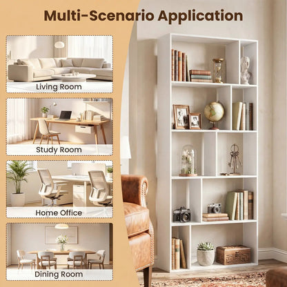 5-Tier Bookshelf with Open Back and Anti-Tipping
