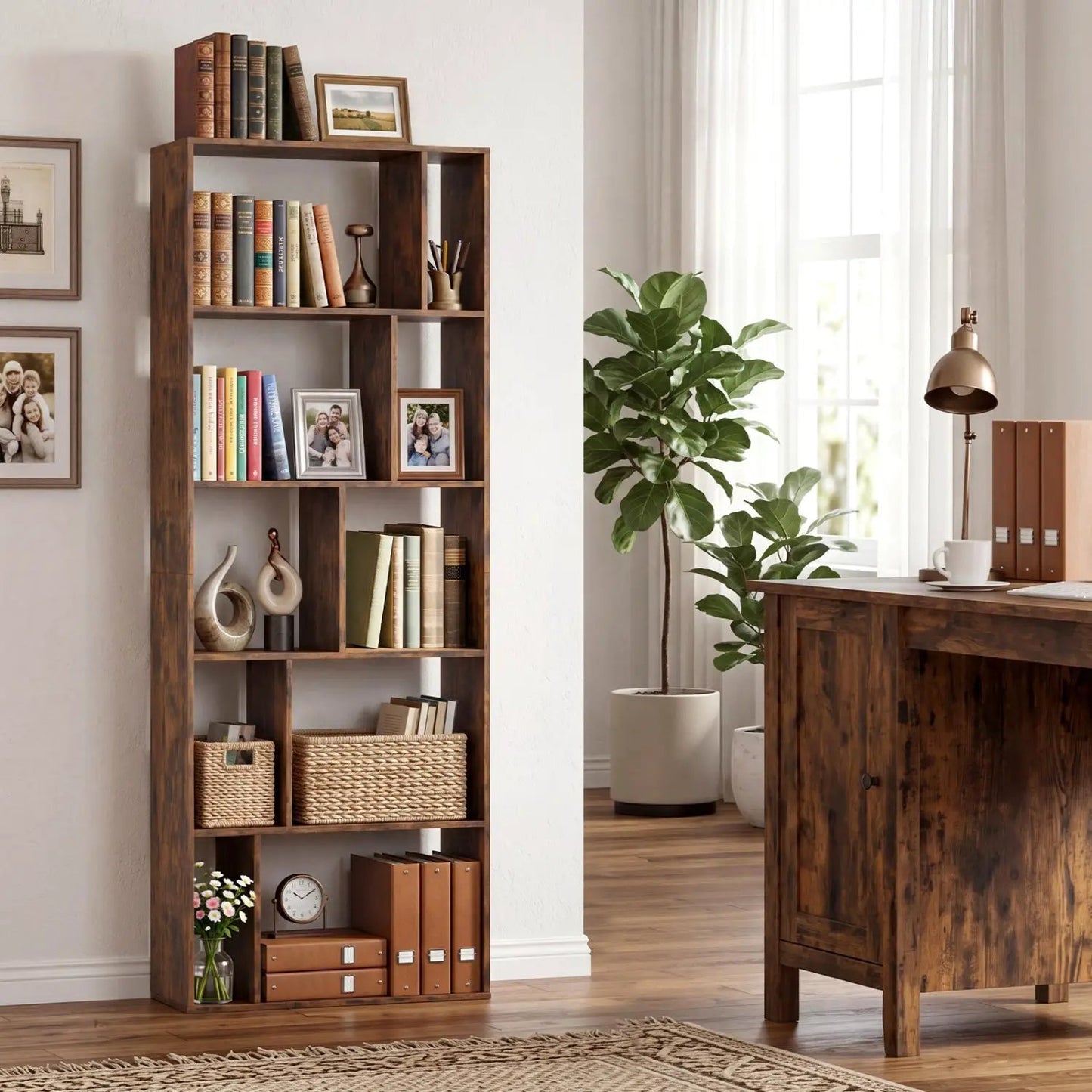 5-Tier Bookshelf with Open Back and Anti-Tipping