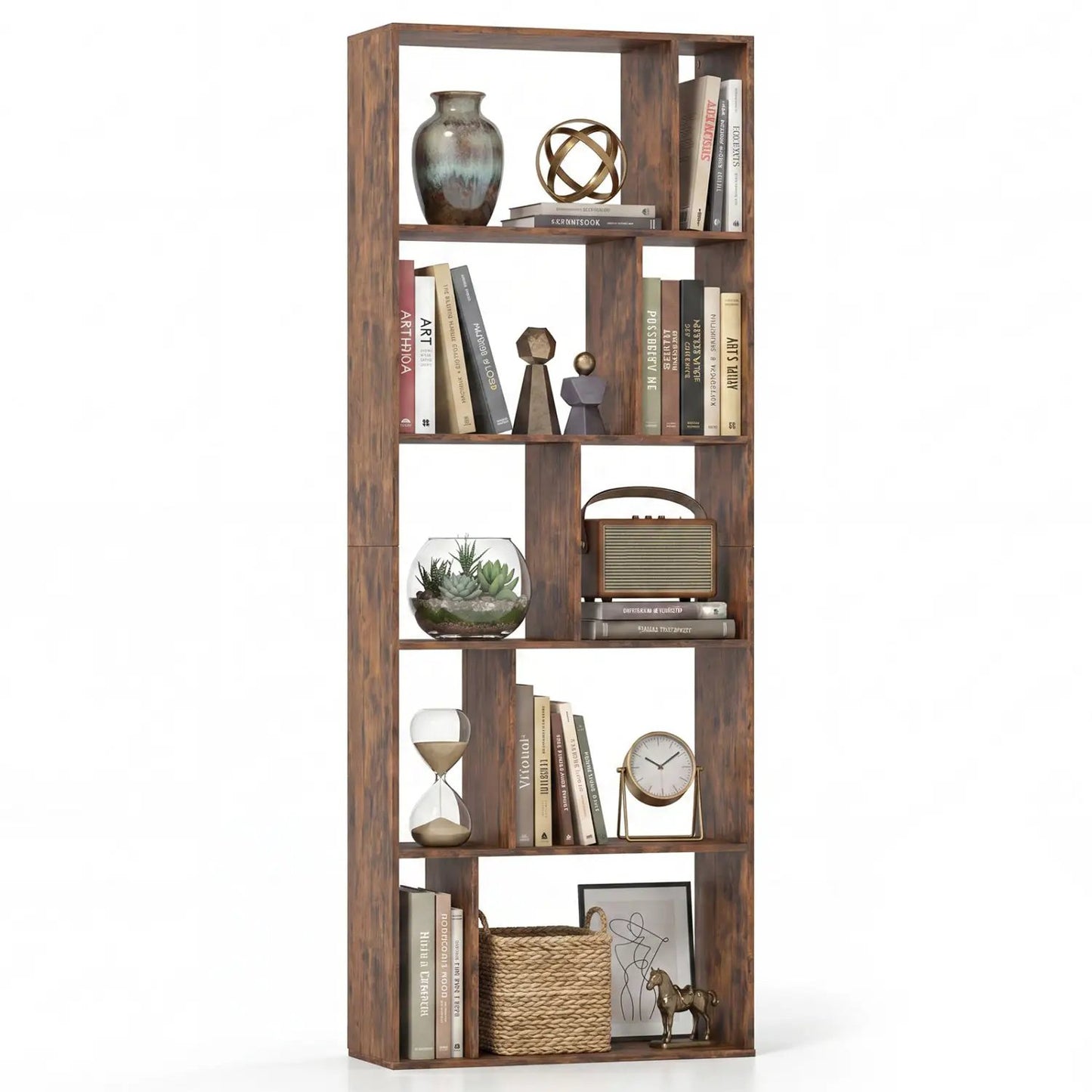 5-Tier Bookshelf with Open Back and Anti-Tipping