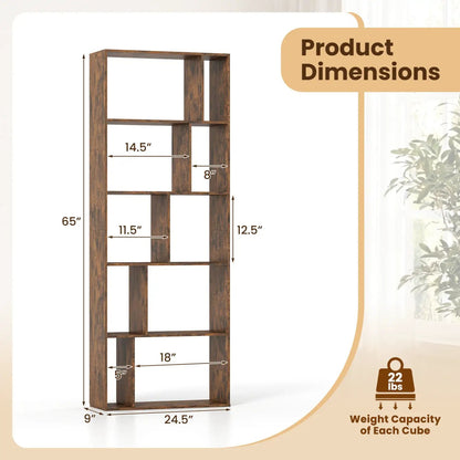 5-Tier Bookshelf with Open Back and Anti-Tipping