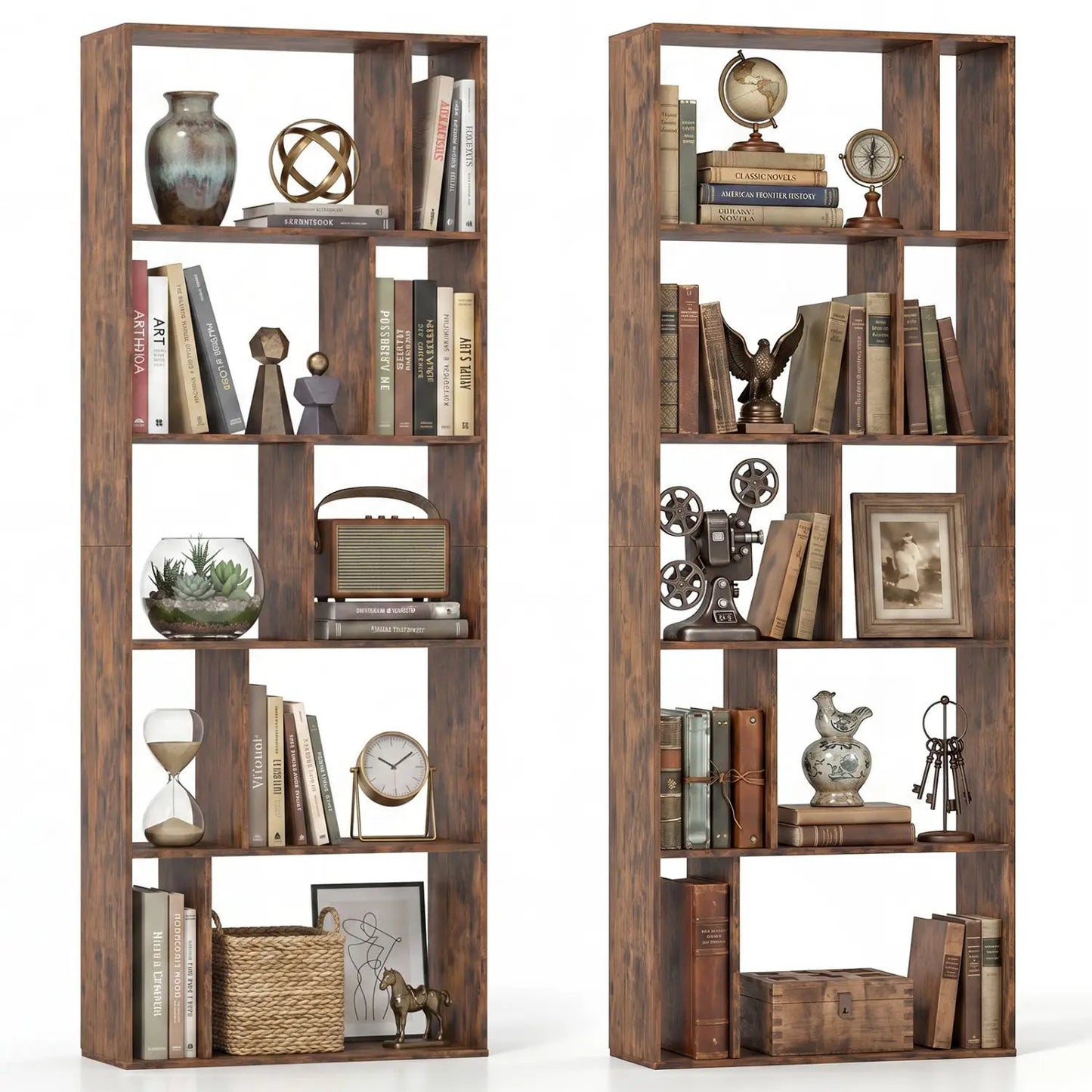 5-Tier Bookshelf with Open Back and Anti-Tipping
