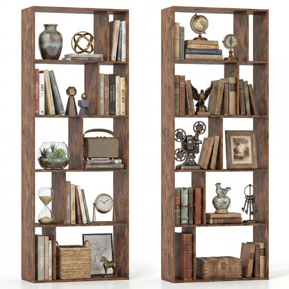 5-Tier Bookshelf with Open Back and Anti-Tipping