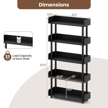 5-Tier Open Bookcase with Industrial Storage Unit