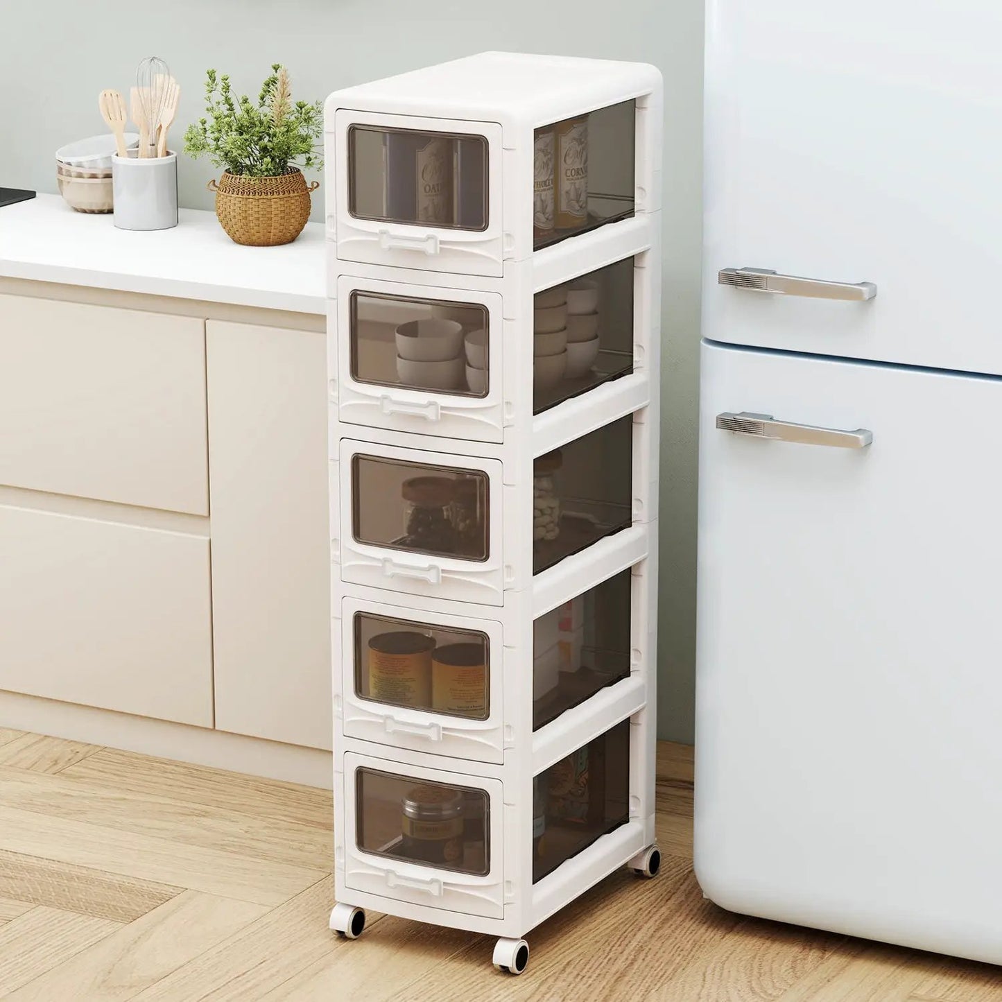 Rolling Storage Cart With Lockable Wheels