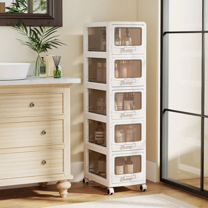 Rolling Storage Cart With Lockable Wheels