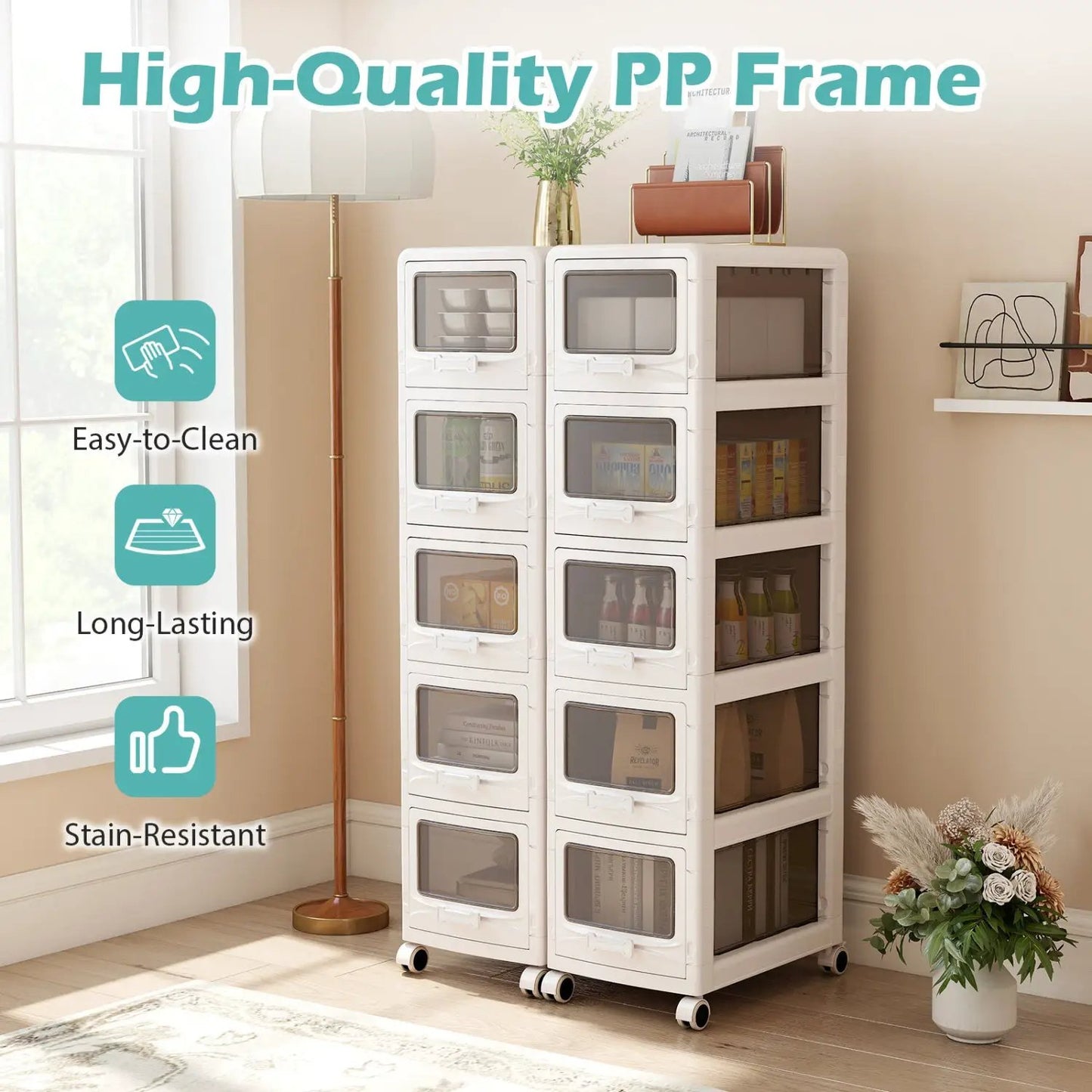 Rolling Storage Cart With Lockable Wheels