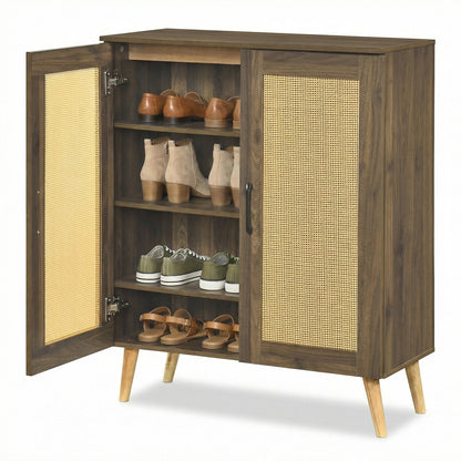 5-Tier Rattan Shoe Cabinewith 3 Removable Shelves