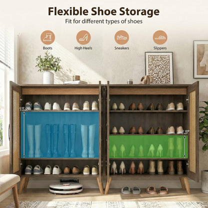 5-Tier Rattan Shoe Cabinewith 3 Removable Shelves