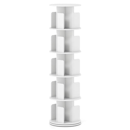 5-Tier Rotating Bookshelf 360¬∞ Display Rack with Dividers and Anti-falling Baffles