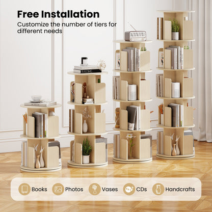 5-Tier Rotating Bookshelf 360¬∞ Display Rack with Dividers and Anti-falling Baffles