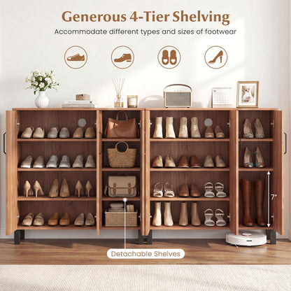 5-Tier Shoe Storage Cabinet Freestanding Shoe Rack Organizer-Oak