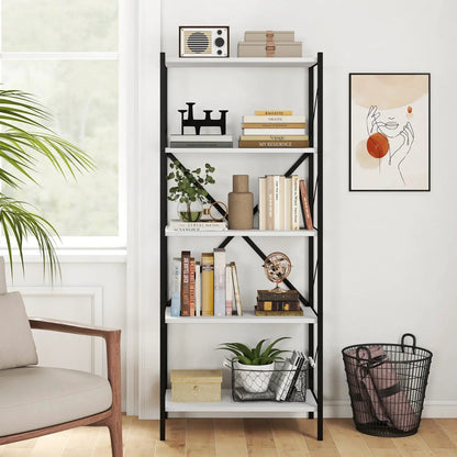 5 Tier Bookshelf With Heavy Duty Metal Frame