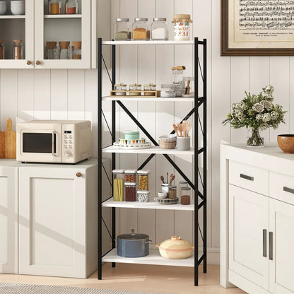 5 Tier Bookshelf With Heavy Duty Metal Frame