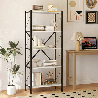 5 Tier Bookshelf With Heavy Duty Metal Frame