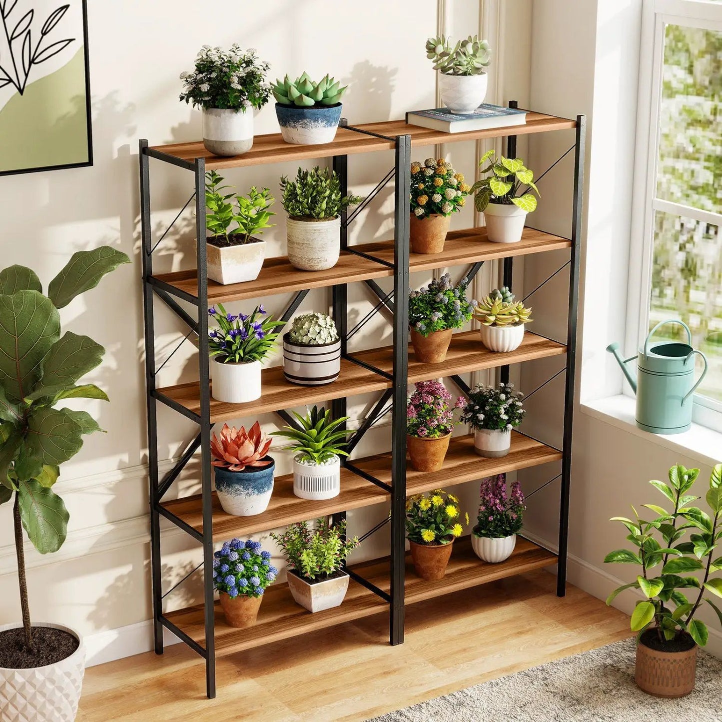 5 Tier Bookshelf With Heavy Duty Metal Frame
