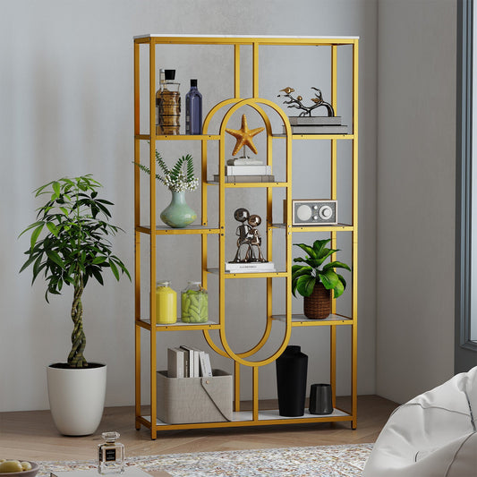 5-Tier Tall Etagere Bookcase with Open Storage Shelves-White - Tampa Home & Garden Store