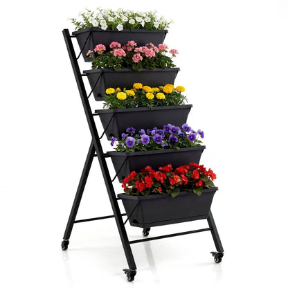 Five Tier Vertical Raised Garden Bed With Wheels