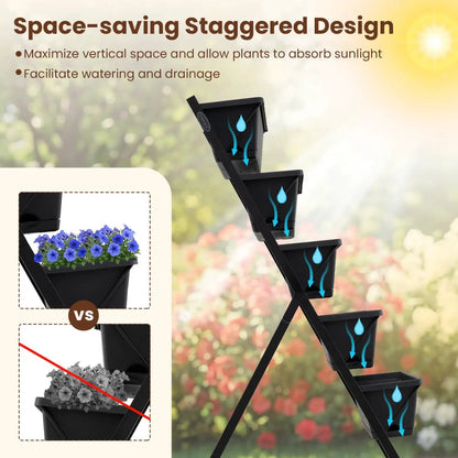 Five Tier Vertical Raised Garden Bed With Wheels