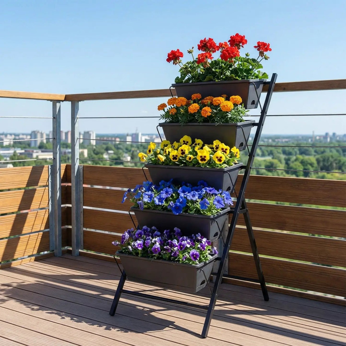 5 Tier Vertical Garden Bed with Drains and Trays