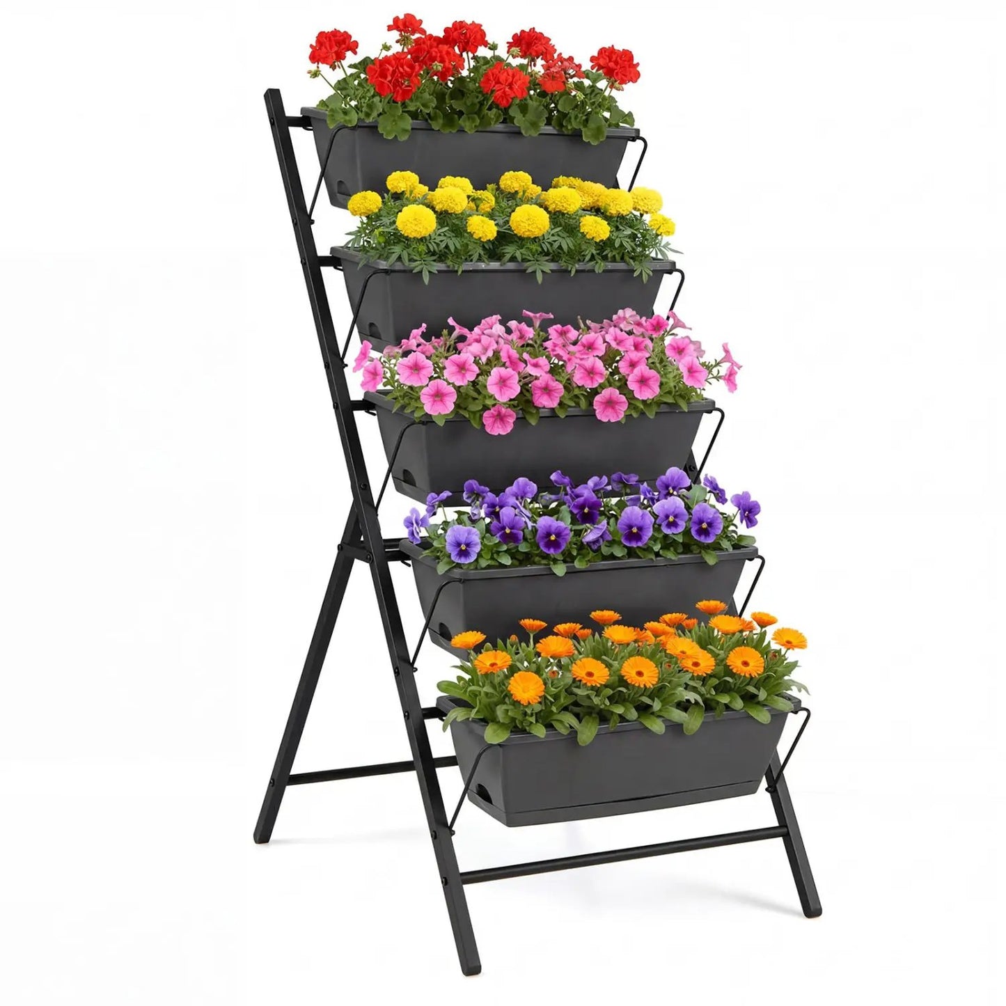 5 Tier Vertical Garden Bed with Drains and Trays