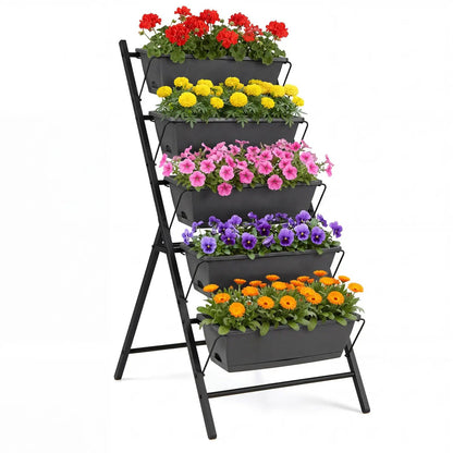 5 Tier Vertical Garden Bed with Drains and Trays