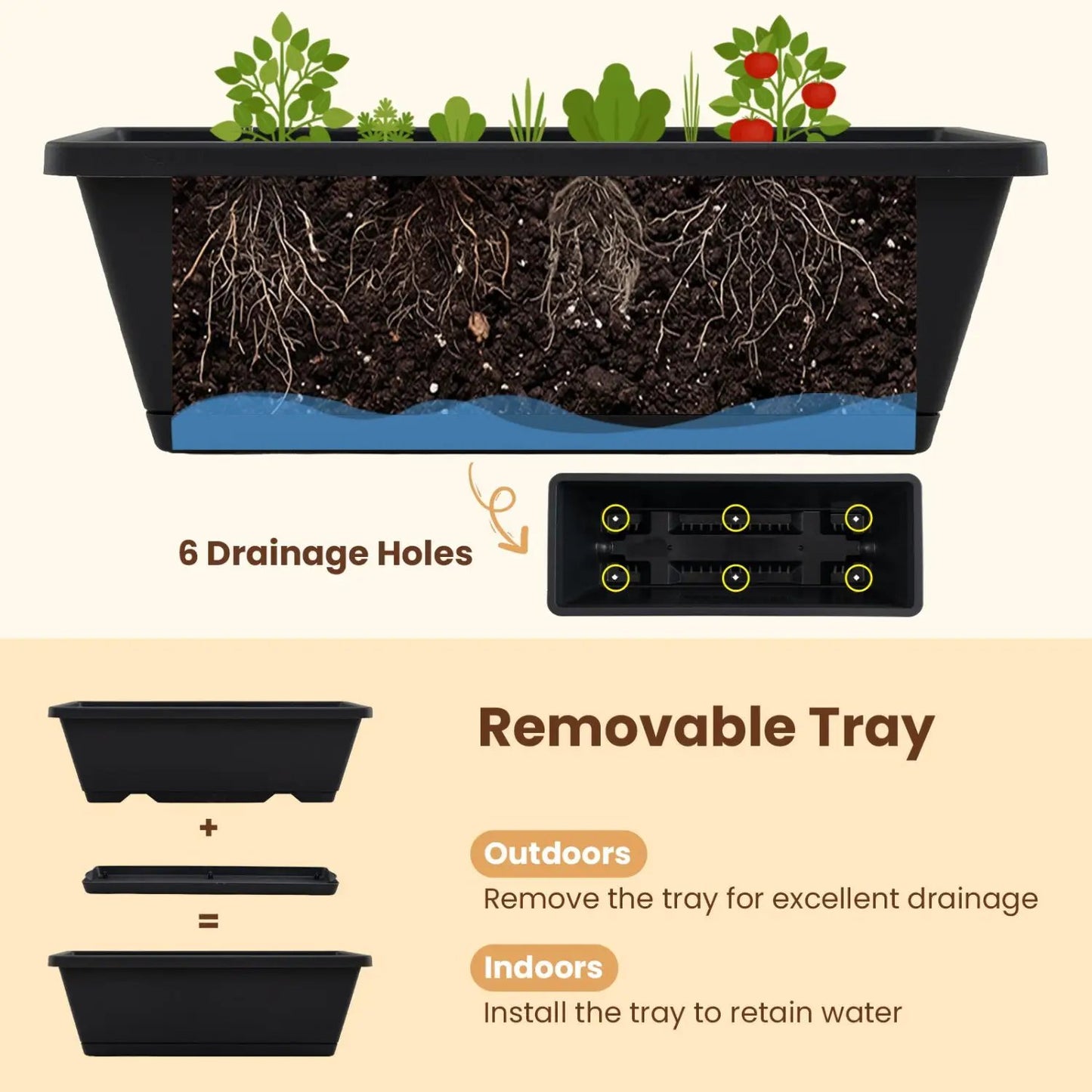 5-Tier Vertical Garden Bed with Drainage Holes