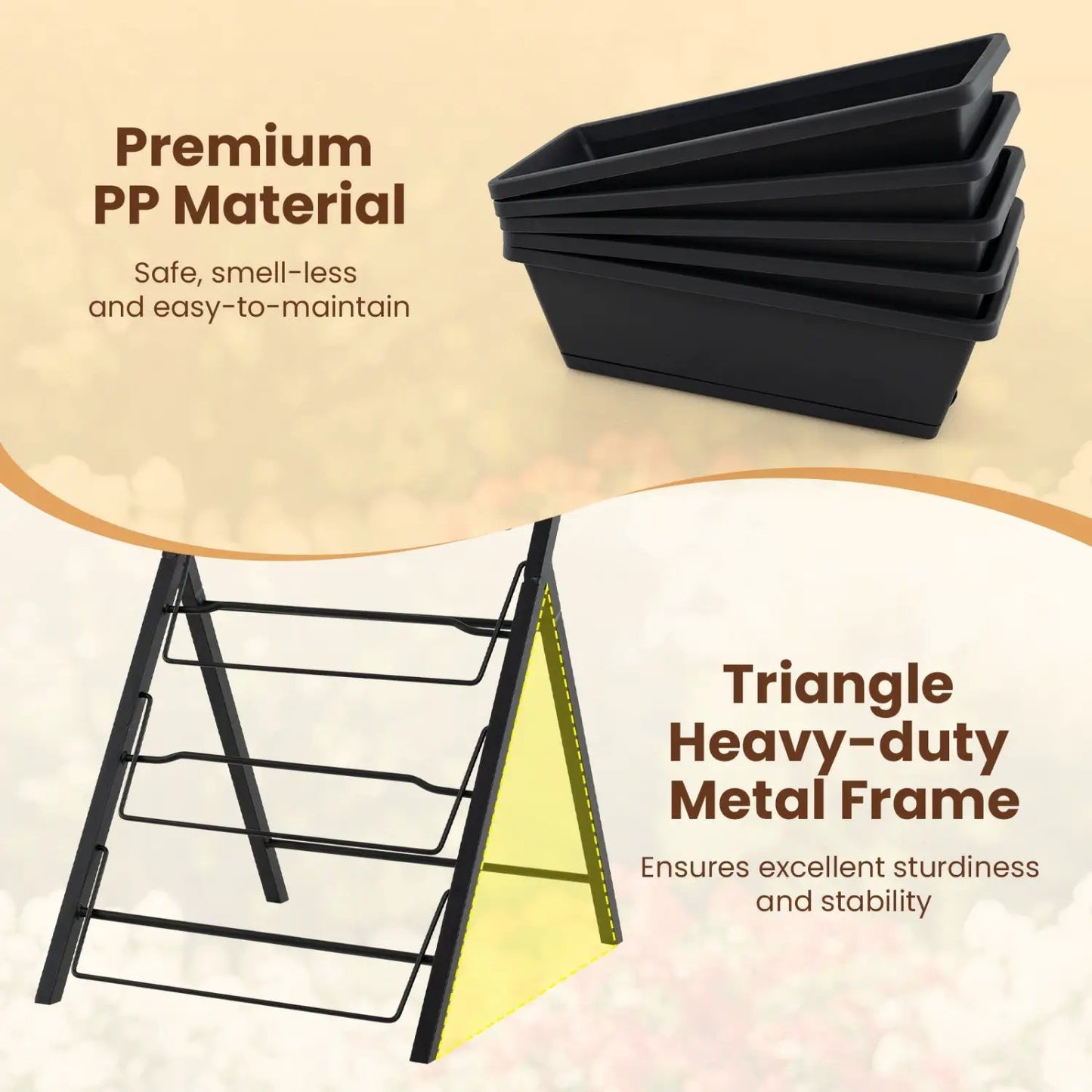 5-Tier Vertical Garden Bed with Drainage Holes