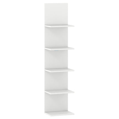5-Tier Wall Mounted Shelf Unit with Wood Grain
