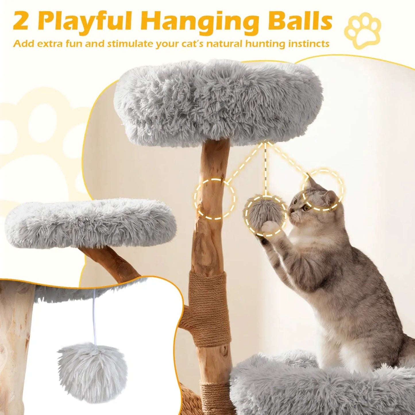 5-Tier Wooden Cat Tree With Woven Condo Perches