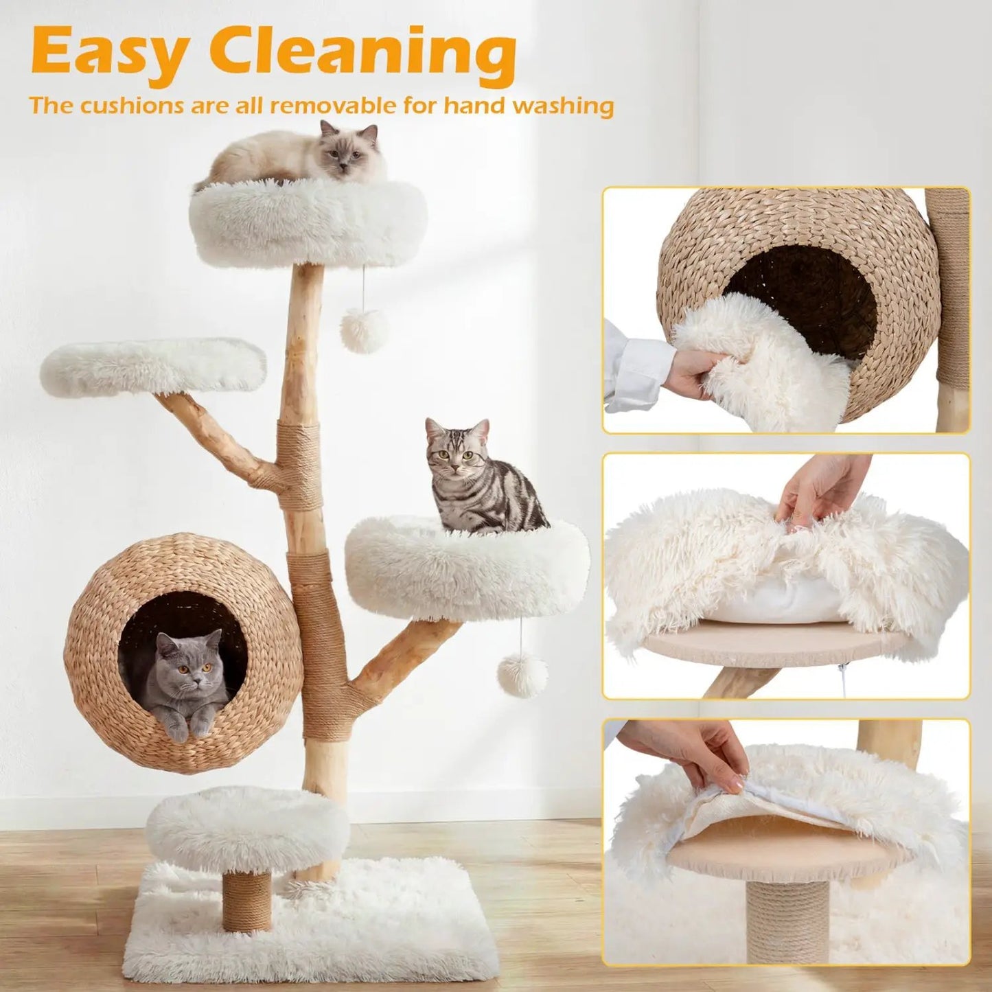 5-Tier Wooden Cat Tree With Woven Condo Perches