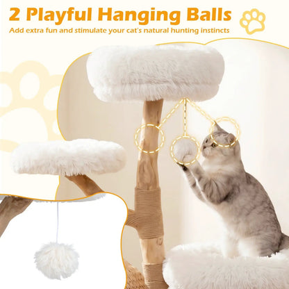 5-Tier Wooden Cat Tree With Woven Condo Perches