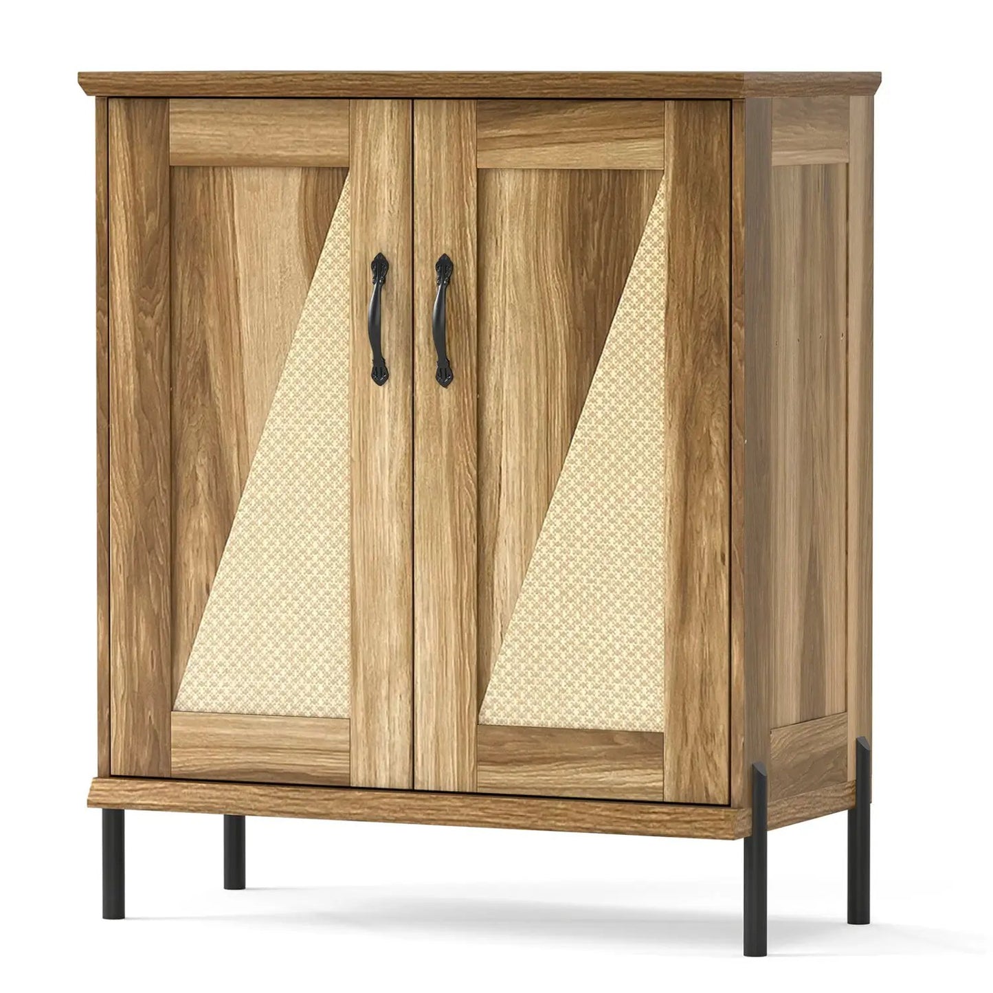 5-Tier Farmhouse Shoe Cabinet with Woven Doors