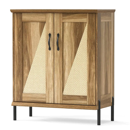 5-Tier Farmhouse Shoe Cabinet with Woven Doors