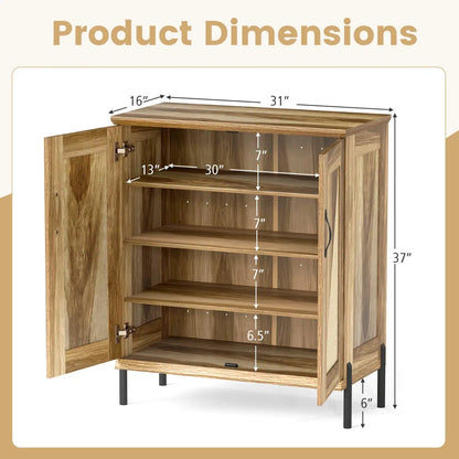 5-Tier Farmhouse Shoe Cabinet with Woven Doors
